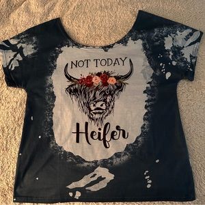 Women’s MISSLOOK Cute Cow Graphic Not Today Heifer wide neck Jersey never worn